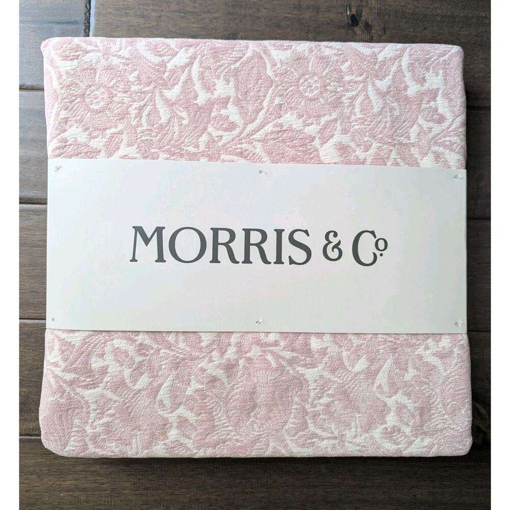 Morris & Co Twin 60" X 90" Pink Poppy Chenille Blanket, Machine Washable, New